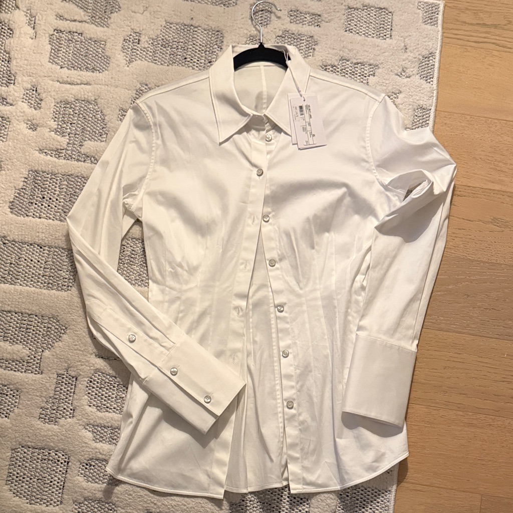 Helmut Lang White Fitted Button-Front Blouse